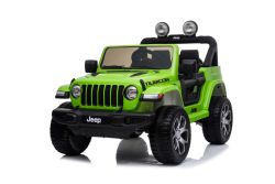 Electric Ride-On JEEP Wrangler, Green, Double Leatherette Seat, Radio with Bluetooth and USB Input, 4x4 Drive, Lithium battery, EVA Wheels, Suspension Axles, 2.4 GHz Remote Control, Licensed