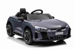 Electric Ride-on car Audi RS E-tron GT 12V, grey, wide single seat, 2.4 GHz remote control, USB / AUX Input, Bluetooth, Suspension, Lithium battery, LED lights, 2 X 25W Motor, ORIGINAL license