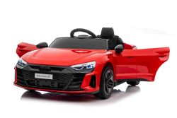 Electric Ride-on car Audi RS E-tron GT 12V, red, wide single seat, 2.4 GHz remote control, USB / AUX Input, Bluetooth, Suspension, Lithium battery, LED lights, 2 X 25W Motor, ORIGINAL license