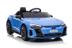 Electric Ride-on car Audi RS E-tron GT 12V, blue, wide single seat, 2.4 GHz remote control, USB / AUX Input, Bluetooth, Suspension, Lithium battery, LED lights, 2 X 25W Motor, ORIGINAL license