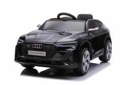 Electric Ride-on car Audi E-tron Sportback 12V, black, wide single seat with three-point seat belt, 2.4 GHz remote control, USB/AUX Input, Suspension, Lithium battery, LED lights, 2 X 25W Motor, ORIGINAL license