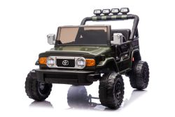 Electric Ride-on car Toyota FJ Cruiser XXL with 4x4 drive, licensed (Two-seater), green, Portable lithium battery, High chassis, Two seats, Rear suspension, 2.4 GHz Remote control, MP3 player with Bluetooth, LED lights