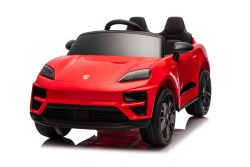 Electric Ride-on car Porsche Macan 12V Licensed with rear-wheel drive (Single seat), red, Lithium battery, Wide seat, Suspension axles, 2.4 GHz Remote control, MP3 player with USB/AUX input, LED lights