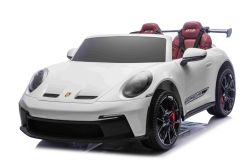 Electric Ride-on car Porsche 911 GT3  24V with 4x4 drive, white, Two-seater, 2.4 GHz remote control, USB/AUX Input, 200W Engines, Suspension, Lithium battery, LED lights front and rear, ORIGINAL license