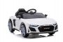 Electric Ride on Car Audi R8 Spyder NEW type, White, Original Licenced, Battery Powered, Opening Doors, Plastic Seat, 2x 25W Engine, 12V Battery, 2.4 Ghz remote control, Smooth start, MP3 Player