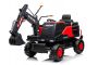 Electric ride-on car Volvo Excavator 12V with front digger ladle, Single seat, red, soft leatherette seat, MP3 Player with USB/TF/AUX input, Rear drive, 2 x 35W Engine, EVA wheels, 12V/14Ah battery, Licensed