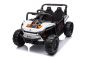Electric ride-on car UTV Small 12V, white, Rear wheel drive, 12V battery, Plastic wheels, Wide double seat for one child only, 2.4 GHz Remote control, MP3 player with USB/SD input, LED Lights