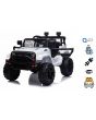 OFFROAD electric car with rear-wheel drive, white, 12V battery, High chassis, wide seat, Suspended axles, 2.4 GHz Remote control, MP3 player with USB, LED lights