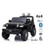 Electric Ride-On JEEP Wrangler, Black, Double Leatherette Seat, Radio with Bluetooth and USB Input, 4x4 Drive, 12V10Ah Battery, EVA Wheels, Suspension Axles, 2.4 GHz Remote Control, Licensed