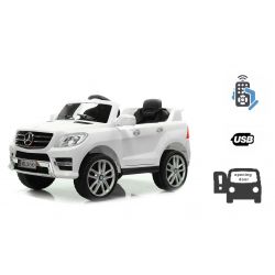Electric Ride on Car Mercedes-Benz ML 350, White, Original Licensed, Battery Powered, Opening Doors, Plastic Seat, 2x Engine, 12V Battery, 2.4 Ghz remote control, Smooth start, Cushioning