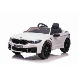 Electric Ride on Car BMW M5, White, Original Licenced, 24V Battery Powered, opening doors, 2.4 Ghz remote control, Soft EVA wheels, LED Lights , Soft start, MP3 player with USB input