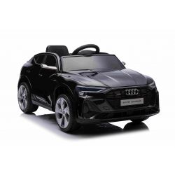 Electric ride-on car Audi E-tron Sportback 4x4 black, Artificial leather seat, 2.4 GHz remote control, Eva wheels, USB / Aux Input, Bluetooth, All wheel suspension, 12V / 7Ah battery, LED Lights, Soft EVA wheels, 4 X 25W engine, ORIGINAL license