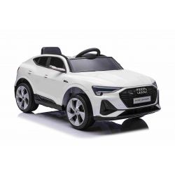 Electric ride-on car Audi E-tron Sportback 4x4 white, Artificial leather seat, 2.4 GHz remote control, Eva wheels, USB / Aux Input, Bluetooth, All wheel suspension, 12V / 7Ah battery, LED Lights, Soft EVA wheels, 4 X 25W engine, ORIGINAL license