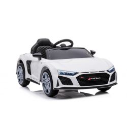 Electric Ride on Car Audi R8 Spyder NEW type, White, Original Licenced, Battery Powered, Opening Doors, Plastic Seat, 2x 25W Engine, 12V Battery, 2.4 Ghz remote control, Smooth start, MP3 Player