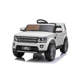 Electric Ride on Car Land Rover Discovery, White, Original Licenced, Battery Powered, LED lights, Opening doors and Hood, 2 x 35W Engine, 12 V Battery, 2.4 Ghz remote control, Suspension, Smooth start, USB/AUX input