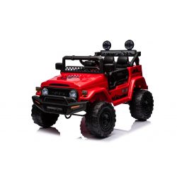 Electric ride-on car TOYOTA FJ CRUISER with rear wheel drive, Red, 12V battery, High chassis, Wide seat, Rear axle suspension, LED Lights, 2.4 GHz Remote control, MP3 player with USB/AUX input, Licensed