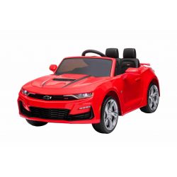 Electric Ride-on car Chevrolet Camaro, Red, Original Licensed, 12V Battery Powered, Opening Doors, Artificial Leather Seat, 2x 35W Engine, LED Lights, 2.4 Ghz remote control, Soft EVA wheels, Smooth start