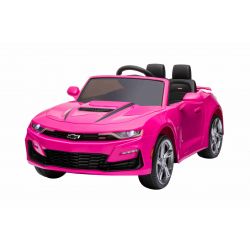 Electric Ride-on car Chevrolet Camaro, Pink, Original Licensed, 12V Battery Powered, Opening Doors, Artificial Leather Seat, 2x 35W Engine, LED Lights, 2.4 Ghz remote control, Soft EVA wheels, Smooth start