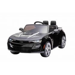 Electric Ride-on car Chevrolet Camaro, Black, Original Licensed, 12V Battery Powered, Opening Doors, Artificial Leather Seat, 2x 35W Engine, LED Lights, 2.4 Ghz remote control, Soft EVA wheels, Smooth start