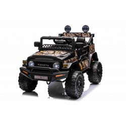 Electric ride-on car TOYOTA FJ CRUISER with rear wheel drive, Black, 12V battery, High chassis, Wide seat, Rear axle suspension, LED Lights, 2.4 GHz Remote control, MP3 player with USB/AUX input, Licensed