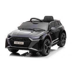 Electric Ride on Car Audi RS6, Black, Leather seat, Opening doors, 2x 25W Engine, 12 V Battery, 2.4 Ghz remote control, Soft EVA wheels, LED lights, Soft start, Shock absorbers, ORIGINAL License