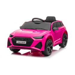 Electric Ride on Car Audi RS6, Pink, Leather seat, Opening doors, 2x 25W Engine, 12 V Battery, 2.4 Ghz remote control, Soft EVA wheels, LED lights, Soft start, Shock absorbers, ORIGINAL License