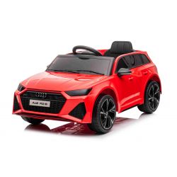 Electric Ride on Car Audi RS6, Red, Leather seat, Opening doors, 2x 25W Engine, 12 V Battery, 2.4 Ghz remote control, Soft EVA wheels, LED lights, Soft start, Shock absorbers, ORIGINAL License