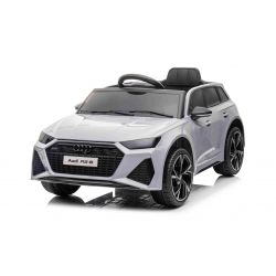 Electric Ride on Car Audi RS6, Grey, Leather seat, Opening doors, 2x 25W Engine, 12 V Battery, 2.4 Ghz remote control, Soft EVA wheels, LED lights, Soft start, Shock absorbers, ORIGINAL License