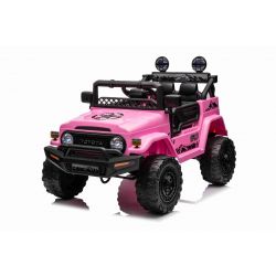 Electric ride-on car TOYOTA FJ CRUISER with rear wheel drive, Pink, 12V battery, High chassis, Wide seat, Rear axle suspension, LED Lights, 2.4 GHz Remote control, MP3 player with USB/AUX input, Licensed