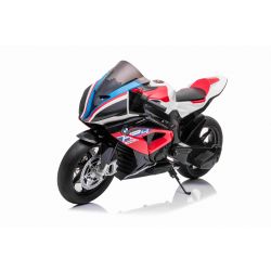 Electric Motorbike BMW HP4 RACE 12V, Licensed,  red, 12V battery, EVA soft wheels, 2 x 35W Engines, Suspension, Metal frame, Metal fork, Auxiliary wheels