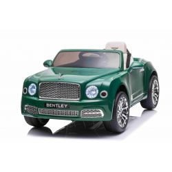 Electric ride-on car Bentley Mulsanne 12V, green, Leatherette seat, 2.4 GHz remote control, Eva wheels, USB / Aux Input, Suspension, 12V / 7Ah battery, LED Lights, Soft EVA wheels, 2 X 35W engine, ORIGINAL license