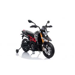 Electric Motorbike APRILIA DORSODURO 900, Licensed, 12V battery, EVA soft wheels, 2 x 18W Engines, Suspension, Metal frame, Metal fork, Auxiliary wheels, Grey