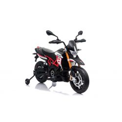 Electric Motorbike APRILIA DORSODURO 900, Licensed, 12V battery, EVA soft wheels, 2 x 18W Engines, Suspension, Metal frame, Metal fork, Auxiliary wheels, Red