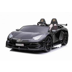Electric Ride on Car Lamborghini Aventador 12V for two users, Black, Vertical opening doors, 2 x 12V Engine, 12V Battery, 2.4 Ghz remote control, Soft EVA wheels, Suspension, Soft start, MP3 Player with USB, Original Licenced