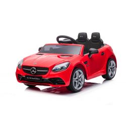Electric Ride-on car Mercedes-Benz SLC 12V, red, Leatherette seat, 2.4 GHz remote control, USB / AUX Input, Rear suspension, LED Lights, Soft EVA wheels, 2 X 30W MOTOR, ORIGINAL license
