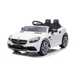 Electric Ride-on car Mercedes-Benz SLC 12V, white, Leatherette seat, 2.4 GHz remote control, USB / AUX Input, Rear suspension, LED Lights, Soft EVA wheels, 2 X 30W MOTOR, ORIGINAL license