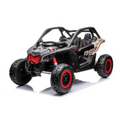 Electric Ride-on car Can-am Maverick, black, two-seater, front and rear suspension, 2.4 Ghz remote controller, portable battery, 4 x 35W Engines, EVA wheels, adjustable driver seat, MP3 player with USB/SD input, Licensed