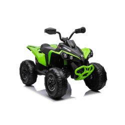 Can-am Renegade electric Ride-on quad, green, single seater, front and rear suspension, LED lights, 12V battery, 2 x 35W Engines, soft EVA wheels, MP3 player with USB/AUX input, Licensed