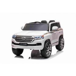 Electric Ride on Car Toyota Landcruiser 12V, WHITE, Leatherette seat, 12V/7AH Battery, Opening doors, 2 x 35W Engine, 2.4 Ghz remote control, Soft EVA wheels, Suspension, Soft start, MP3 Player with USB/AUX input, Licenced