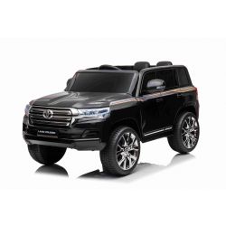 Electric Ride on Car Toyota Landcruiser 12V, BLACK, Leatherette seat, 12V/7AH Battery, Opening doors, 2 x 35W Engine, 2.4 Ghz remote control, Soft EVA wheels, Suspension, Soft start, MP3 Player with USB/AUX input, Licenced