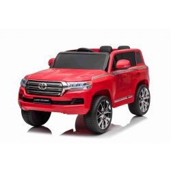 Electric Ride on Car Toyota Landcruiser 12V, RED, Leatherette seat, 12V/7AH Battery, Opening doors, 2 x 35W Engine, 2.4 Ghz remote control, Soft EVA wheels, Suspension, Soft start, MP3 Player with USB/AUX input, Licenced