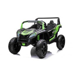 Electric Ride-On Toy Car UTV XXL 24V, Green, two-seats in leather, Brake discs, powerful engine with a differential, LED lights, Inflatable rubber wheels with rear suspension, MP3 Player with USB and Bluetooth, Adjustable Steering Wheel