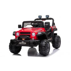All Ride electric car with rear-wheel drive, red, 12V battery, High chassis, wide seat, Suspension on rear axle, 2.4 GHz Remote control, MP3 player with USB, LED lights
