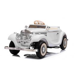 Electric Ride-On Toy Car Mercedes-Benz 540K, White, Local parental control by steering wheel, 2.4Ghz Remote controller, 12V14AH Battery, 4 X MOTOR, Leatherette Seat, EVA Wheels, Bluetooth, USB, Rear Wheel suspension