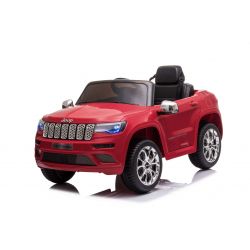 Electric Ride on Car JEEP GRAND CHEROKEE 12V, RED, Leatherette seat, 12V/7AH Battery, Opening doors, 2 x 35W Engine, 2.4 Ghz remote control, Soft EVA wheels, Suspension, Soft start, MP3 Player with USB/AUX input