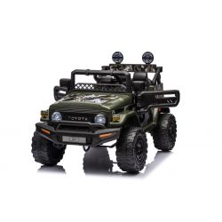 Electric ride-on car TOYOTA FJ CRUISER with rear wheel drive, Green, 12V battery, High chassis, Wide seat, Rear axle suspension, LED Lights, 2.4 GHz Remote control, MP3 player with USB/AUX input, Licensed