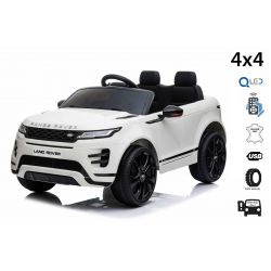 Electric Ride-On Range Rover EVOQUE, White, Single Leatherette Seat, MP3 Player with USB Input, 4x4 Drive, 12V10Ah Battery, EVA Wheels, Suspension Axles, Key start, 2.4 GHz Bluetooth Remote Control, Licensed