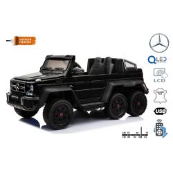 Electric Ride-On Toy Car Mercedes-Benz G63 6X6, LCD Screen,  Bottom Lights, 2.4Ghz, 12V14AH, Removable Battery Box, 4 X MOTOR, Remote Control, Leatherette Seat, EVA Wheels, FM Radio, Servomotor, Two pedal, Black Painted
