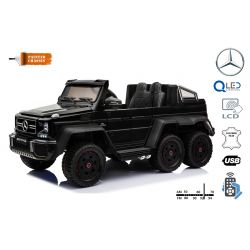 Electric Ride-On Toy Car Mercedes-Benz G63 6X6, LCD Screen,  Bottom Lights, 2.4Ghz, 12V14AH, Removable Battery Box, 4 X MOTOR, Remote Control, Leatherette Seat, EVA Wheels, FM Radio, Servomotor, Two pedal, Black Painted, One-Seater