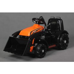 Electric Tractor FARMER with ladle, orange, rear-wheel drive, 6V battery, Plastic wheels, wide seat, 20W Motor, Single seater, Steering wheel control, LED Lights
